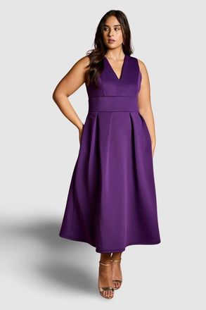 Coast Plus V-Neck Plunge Midi Dress in Purple at Nordstrom, Size 14