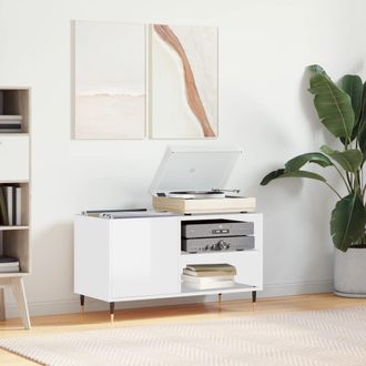 vidaXL Vidaxl - Mobile Porta Dischi Bianco Lucido 85x38x48 Cm Legno Multistrato