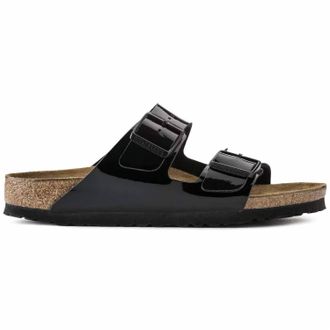 Birkenstock Womens Arizona Birko Flor Sandal In Black Patent