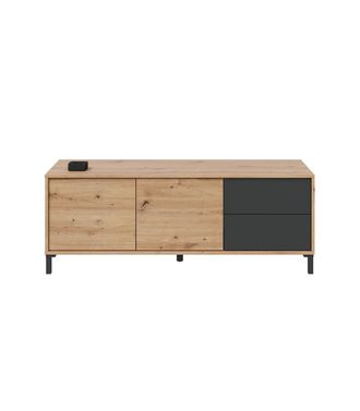 F.R.S. Mueble De Tv Nabur Dos Puertas Y Dos Cajones Acabado En Roble Y Gris Antracita 130 Cm (ancho) X 47 Cm (alto) X 41 Cm (fondo)