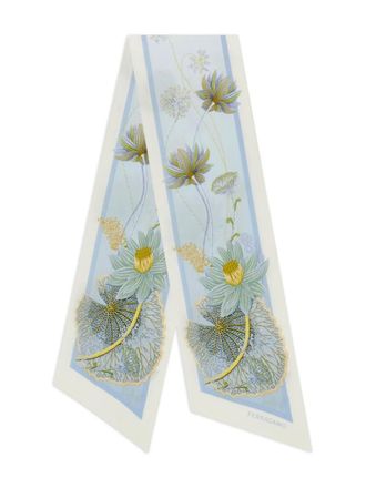 Ferragamo Water Lily printed silk scarf - Blue