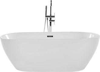 Beliani Beliani - Ba&ntilde;era Independiente De Acr&iacute;lico Blanco Plateado 160 Cm Con Rebosadero Moderno Nevis