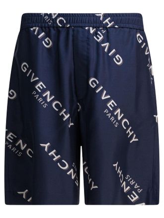 Givenchy Mens Shadow Shorts - Dark Blue Silk - Size EU 46 (Mens)