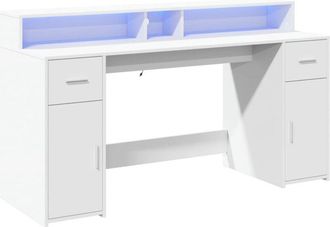 vidaXL Vidaxl - Escritorio Con Luz Led Madera Ingenier&iacute;a Blanco 160x55x91 Cm
