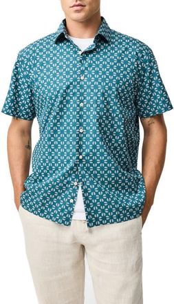 Rodd & Gunn Crown Hill Short Sleeve Button-Up Shirt in Bluestone at Nordstrom, Size Xxx-Large