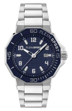 Plein Sport Titan Bracelet Watch, 44mm in Stainless Steel/Blue at Nordstrom Rack