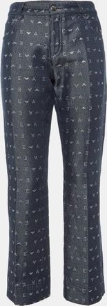 Emporio Armani Navy Blue Logo Lurex Detail Cotton J45 Regular Fit Jeans M/waist