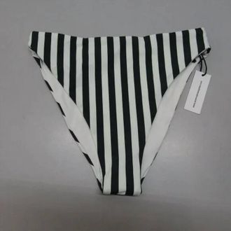 Anemos Womens High-Waisted Bikini Bottom In Espresso Stripes