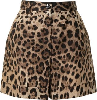 Dolce & Gabbana Shorts met luipaardprint op maat - Dames - Bermuda - Veelkleurig - S - Katoen - Korte Broeken