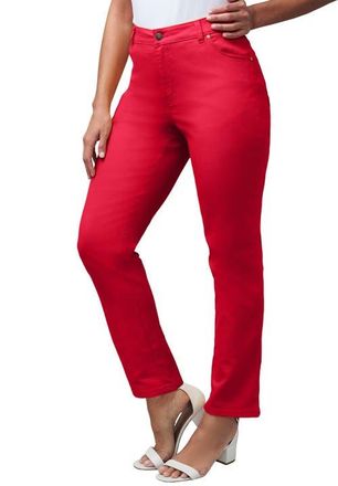 Jessica London True Fit Stretch Denim Straight Leg Jean in Vivid Red at Nordstrom, Size 22
