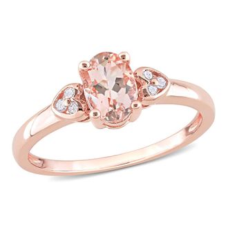 Amour 3/4 CT TGW Morganite and Diamond Accent Ring In Rose Plated Sterling Silver