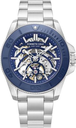 Kenneth Cole Skeleton Automatic Bracelet Watch, 43mm in Silver at Nordstrom