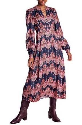 Boden Paisley Long Sleeve Midi Dress in Navy Embellished Paisley at Nordstrom Rack, Size 2