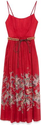 Zimmermann Rode Geplooide Spaghettiband Jurk - Dames - Casual kleedjes - Rood - M - Kleedjes