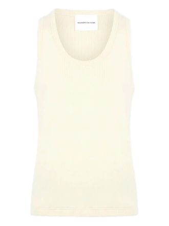 Mani&egrave;re De Voir Justin geribbelde katoenen top - Beige