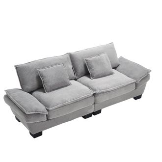 STILVORA Sof&aacute; Recto 2 Plazas En Terciopelo Con Brazos Acolchados, Asiento Profundo, Estructura De Madera, Gris Claro