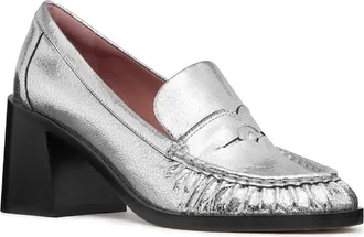 Kate Spade New York metallic leather penny loafer pump in Silver at Nordstrom, Size 9.5