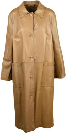 Salvatore Santoro Spolverino in Pelle - Dames - Mantel - Beige - M - Leer - Jassen