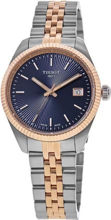 Tissot Ballade Quartz Blue Dial Two-Tone Rose Gold PVD Steel Womens Watch T156.210.22.041.00