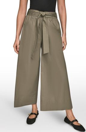 DKNY Mid Rise Wide Leg Crop Stretch Cotton Pants in Khaki Gree at Nordstrom, Size X-Large