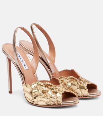 Aquazzura Ce Soir 105 embellished slingback sandals