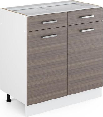 Vicco Mueble Bajo De Cocina R-line, Gris, 80 Cm, Et Roble