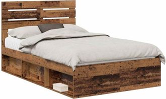 vidaXL Estructura De Cama Con Cabecera Madera Vieja 135 X 190 Cm Vidaxl