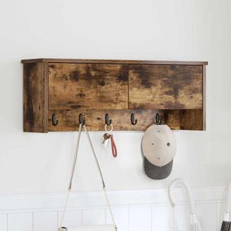 vidaXL Vidaxl - Perchero De Pared Con Estante Roble Ahumado 80 X 20 X 30 Cm