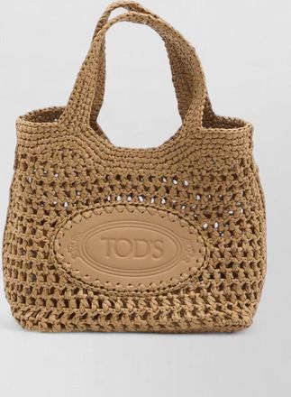 Tod's small raffia shopper bag shoulder strap