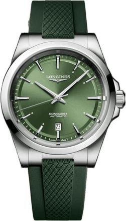 Longines Conquest Automatic Green Dial Rubber Strap Mens Watch L3.830.4.02.9