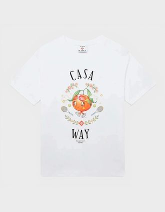 Casablanca Mens Casa Way Orange Mascot Printed T-Shirt White - Size: 36