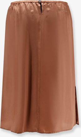 Maison Margiela Womens Midi Skirt Cupro Blend Brown Acetate