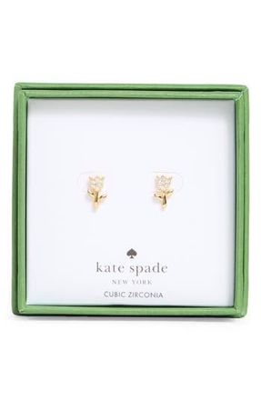 Kate Spade New York mini tulip stud earrings in Clear/Gold at Nordstrom Rack