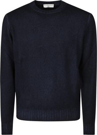 FILIPPO DE LAURENTIIS Wol Kasjmier Crewneck Sweater - Heren - Ronde hals truien - Blauw - 2XL - Wol - Truien & Vesten