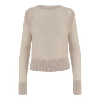 SA SU PHI Cashmere Knitwear, female, Beige, Size: M Cashmere Crew Neck Sweater