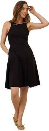 Pact Organic Cotton Fit & Flare Twist Back Dress in Black at Nordstrom, Size Xx-Large