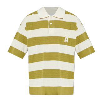 Ami Polo Shirts, male, Green, Size: XL Striped Pattern Polo Shirt