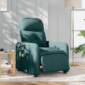 vidaXL Vidaxl - Sill&oacute;n Reclinable De Masaje El&eacute;ctrico Tela Verde Oscuro