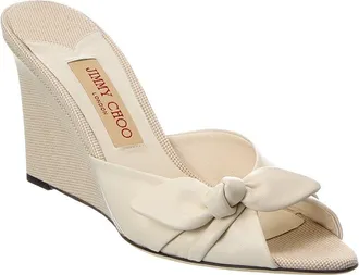 Jimmy Choo London Livi 85 Leather & Canvas Wedge Sandal