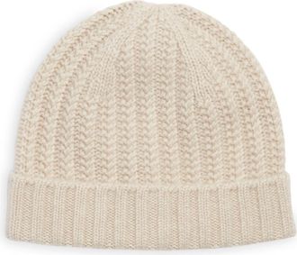 Sofiacashmere Cable Knit Cashmere Beanie in Oatmeal at Nordstrom Rack