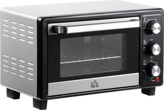 HOMCOM Horno El&eacute;ctrico De Sobremesa 16l 1400w Con 3 Modos De Calor Temperatura Hasta 230 &deg; Temporizador Bandeja De Horneado Y Rejilla 44x32x28,1 Cm Plata