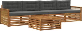 vidaXL Conjunto De Sof&aacute;s De Exterior 5 Uds. Natural Y Antracita Vidaxl
