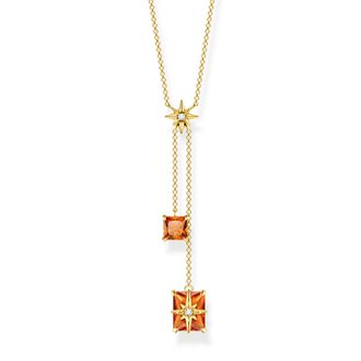 Thomas Sabo Thomas Sabo Kette mit orangen Steinen und Sterne vergoldet orange KE1956-971-8-L45V