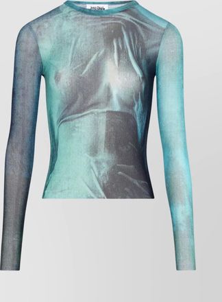Jean Paul Gaultier printed mesh long-sleeve top