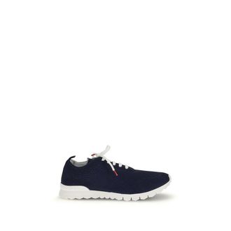 Kiton Blue Cotton Low Top Mens Sneakers