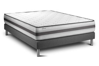 VITALIT Vitalit - Base Tapizada Gris + Colch&oacute;n Con Muelles Y Viscoel&aacute;stica 140 X 190