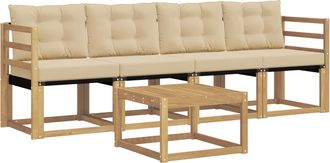 vidaXL Conjunto De Sof&aacute;s De Exterior 5 Uds. Y Beige Vidaxl