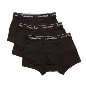 Calvin Klein Mens Cotton Classic Fit 3-Pack Trunk Boxer Briefs In Black
