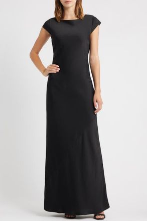 Wayf Johanna Open Back Gown in Black at Nordstrom, Size X-Small