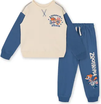 Disney Zootopia Fleece Sweatshirt and Pants Set in Zootopia Cream Blue at Nordstrom, Size 24M